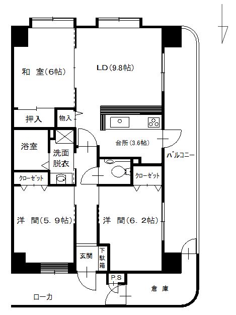 ジュエルミサワ・11　301号 間取り図